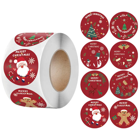1/2 Rolls Festive Christmas Stickers - Perfect For DIY Gift Wrapping Baking And Decorating - Assorted Designs - Adhesive Paper