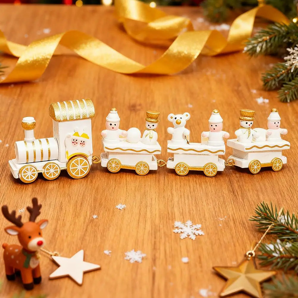 Christmas Wooden Train Merry Christmas Decorations For Home Cristmas Party Ornament Xmas Navidad Noel Gifts Happy New Year