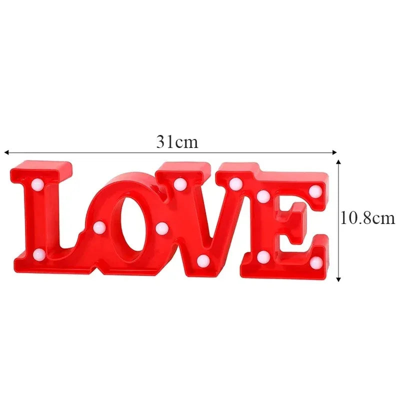 Valentines Day Love Symbol LED Glowing Sign Wedding Table Decoration Party Decor Romantic Anniversary Celebration Event Lighting