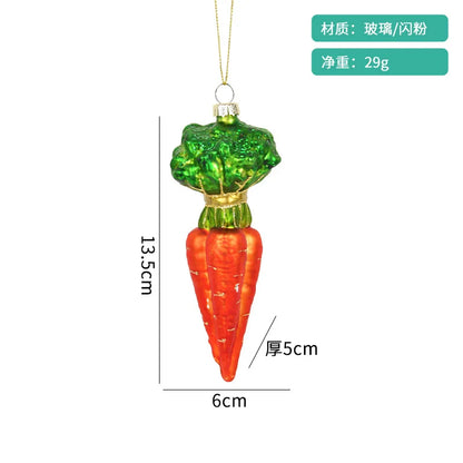 Christmas Decorations Accessories Glass Painted Fruits Vegetables Bottles Cake Christmas Tree Ornaments Hanging Pendant Gifts