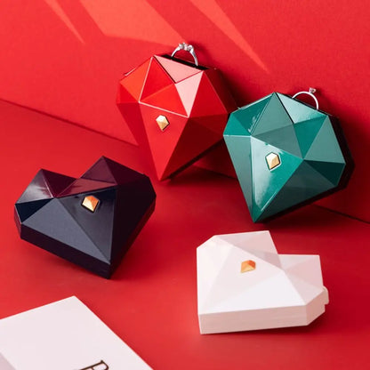 Luxury Heart Shaped Diamond Ring Box Automatic Pop-up Portable Jewelry Box Jewelry Storage Box Proposal Wedding Case For Girl