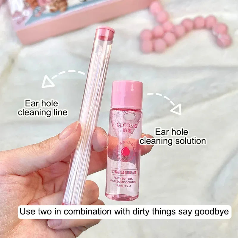 15/25ml Ear Hole Cleaning Solution Set Safe health Mint Flavour Inflamed Blockage Care Cleaner Disposable Piercing Cleaning Line