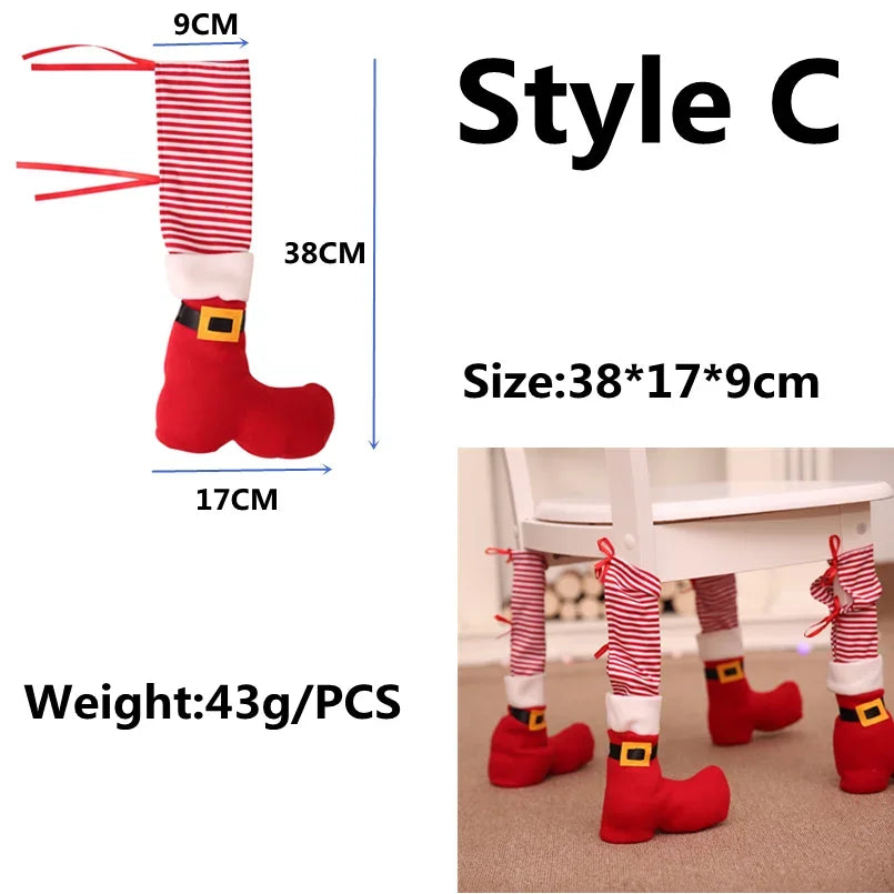 8/4PCS Creative Christmas Table Foot Socks Chair Leg Covers Floor Protectors Cloth Furniture Feet Sleeve Christmas Supplies DIY