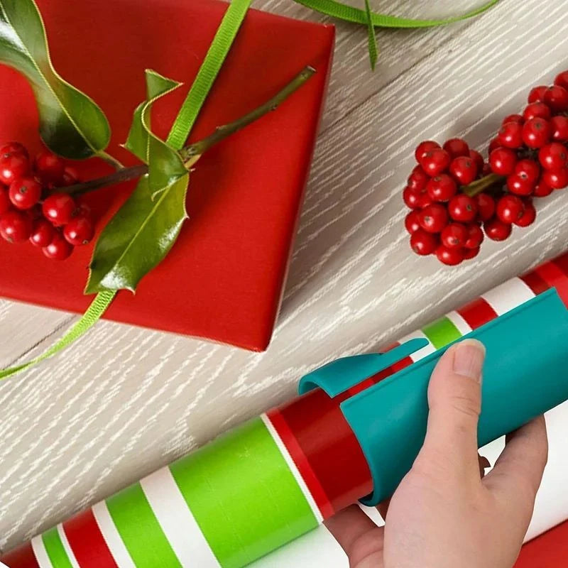 Christmas Wrapping Paper Cutter Tool Tube Paper Cutter Dispenser Portable With Embedded Blade Round Lip Safer Easier Cutting