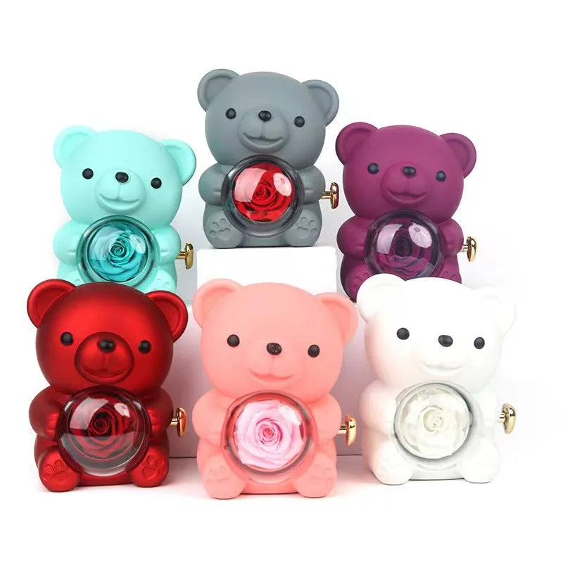 Colorful Rose Bear Rotating Gift Box Exquisite Cute Valentine's Day Christmas Birthday For Girlfriend Beautiful Fashionable New