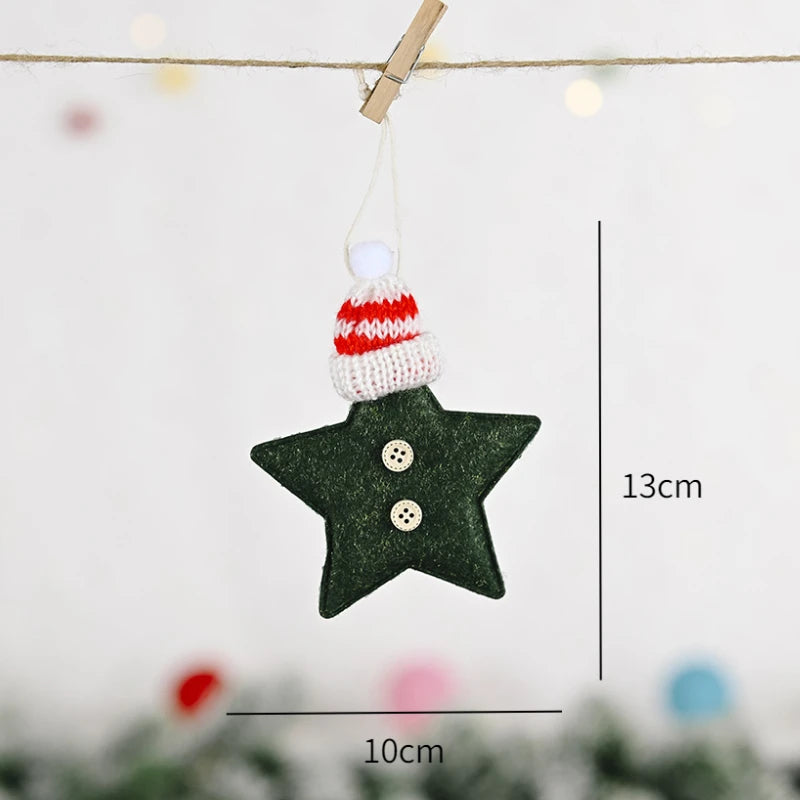 Christmas Ornaments Red Star Christmas Tree Pendant Xmas DIY New Year 2023 Party Gifts Noel Supply Navidad 2022 Home Decor