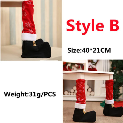 8/4PCS Creative Christmas Table Foot Socks Chair Leg Covers Floor Protectors Cloth Furniture Feet Sleeve Christmas Supplies DIY