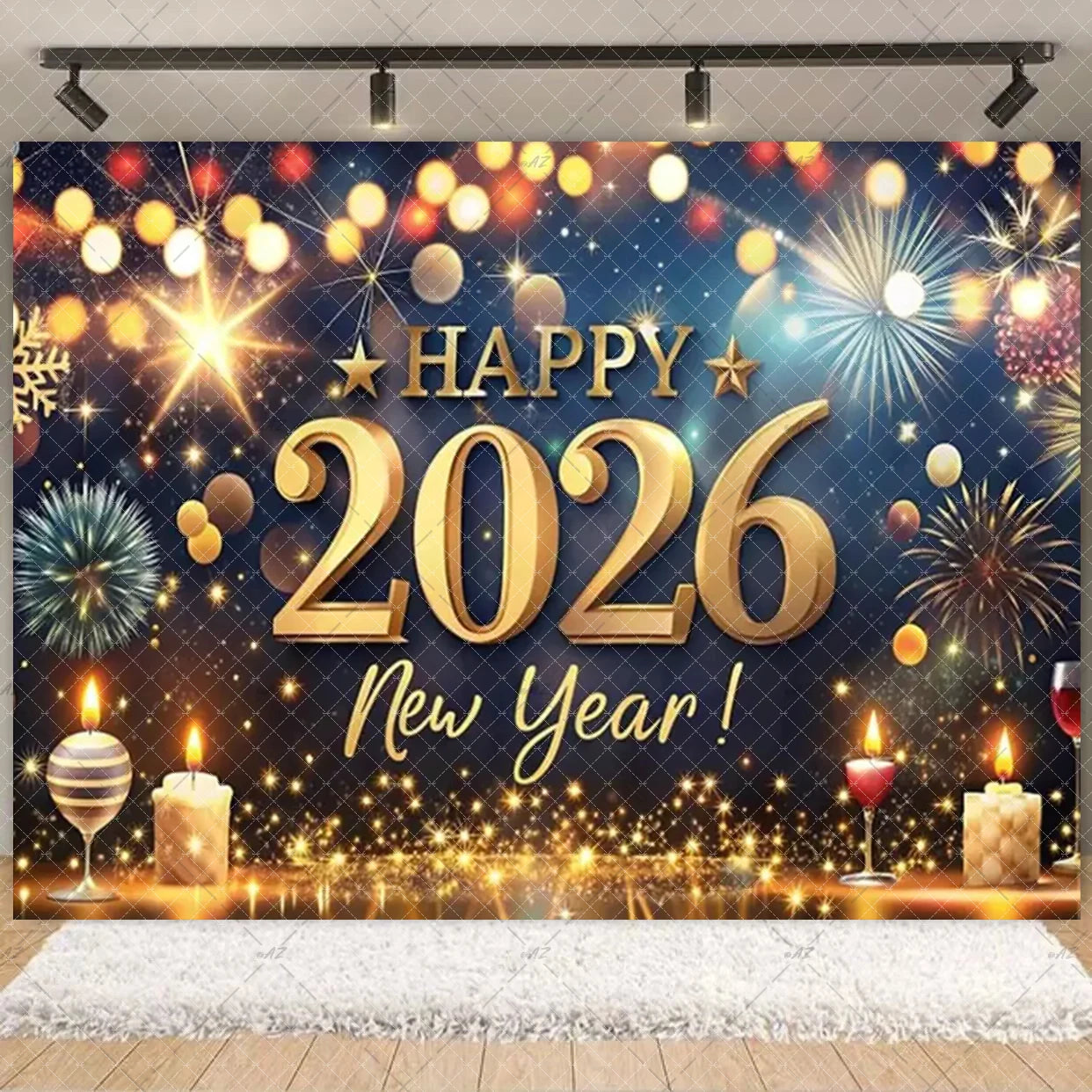 2026  Happy New Year Eve Party Decorations Black And Gold Disposable Tableware 2026 Number Balloons Family Gathering Backdrop