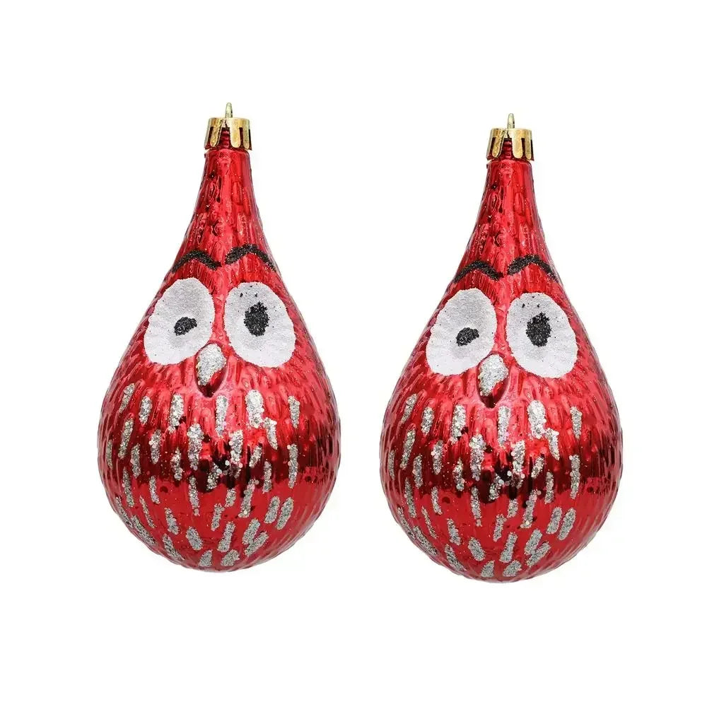 Red Christmas Hanging Decoration Electroplated Pinecone Acorn Owl Xmas Ornament Ball Festival Shopwindow Christmas Tree Ornament