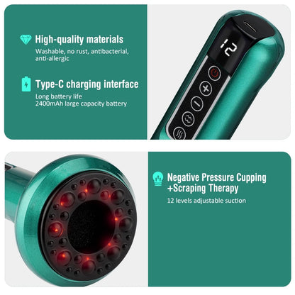 Electric Cupping Heating Massager Vacuum Suction Cup GuaSha Anti Cellulite Beauty Health Scraping Infrared Heat Slimming Massage