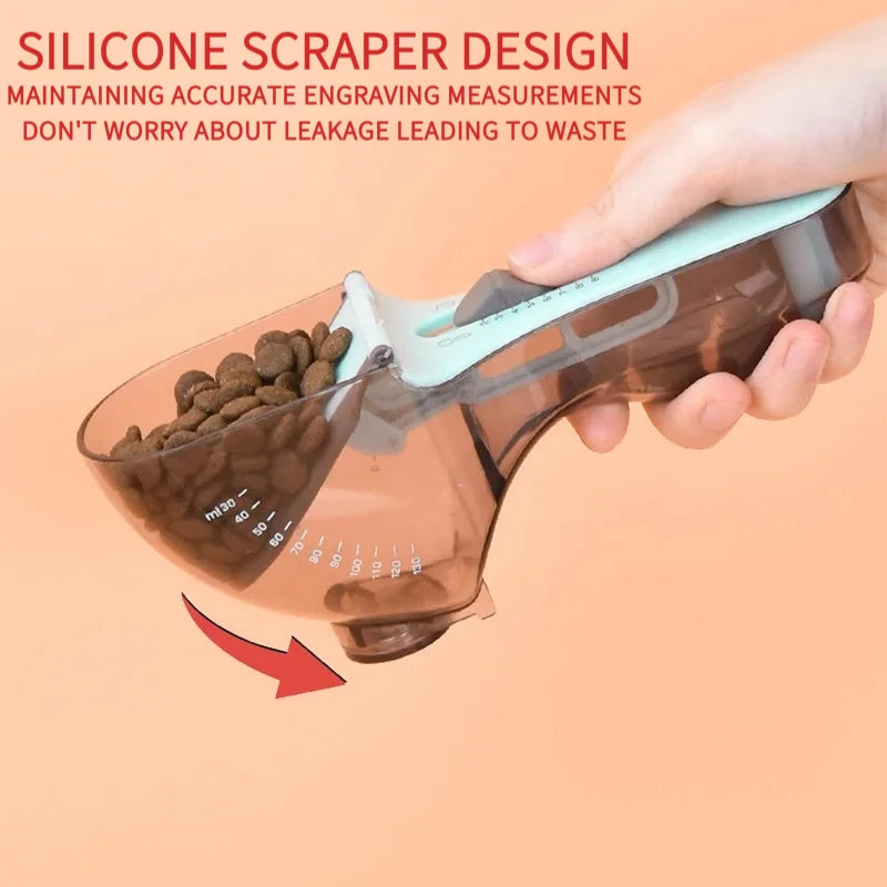 Dog Food Scoop with Measuring Scale, 1/2 Cup Adjustable Pet Food Measuring Cup for Dog Cat, Easy to Clean, Multi-use