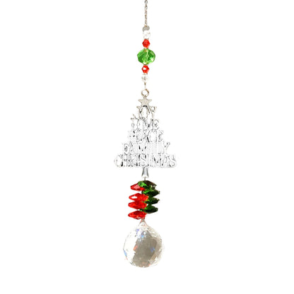 Christmas Tree Hanging Ornament Metal Christmas Pendant for Living Room Home DIY Decorations Crystal Catcher Drop Ornaments