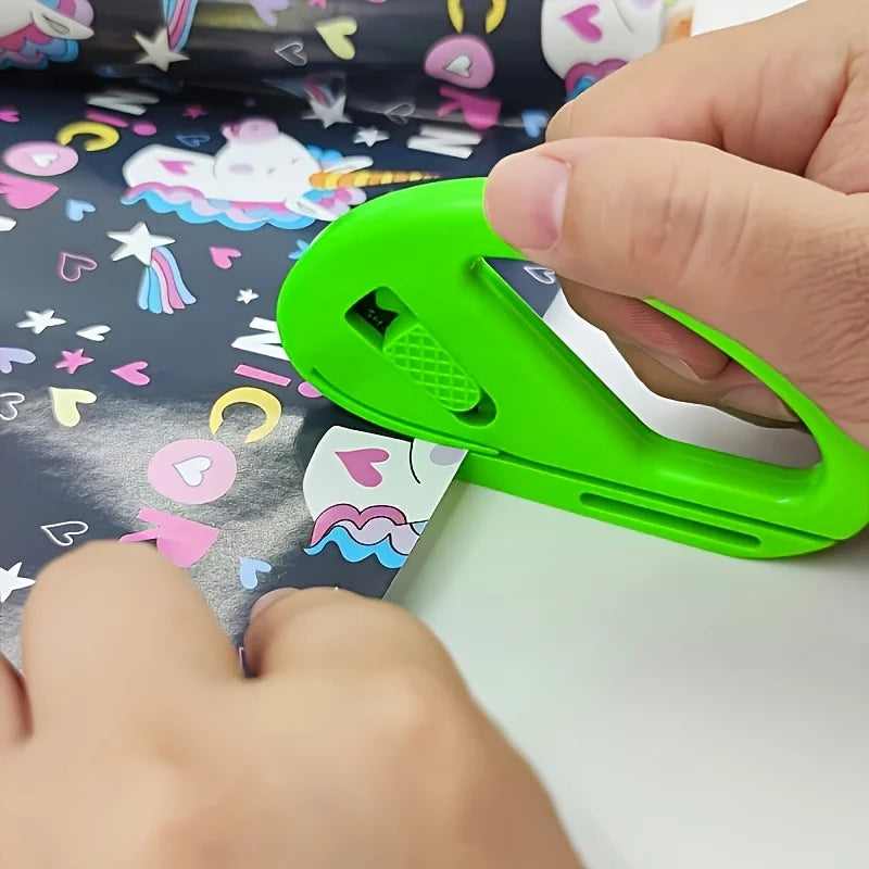 Wrapping Paper Cutter,Christmas&Birthday Gift Wrap Cutter Tool,Gift Wrap Cutter,Creative Kraft Craft Paper Roll Sliding Line Cutting Trimmer for Christmas Gifts,Safer and Easier Cutting