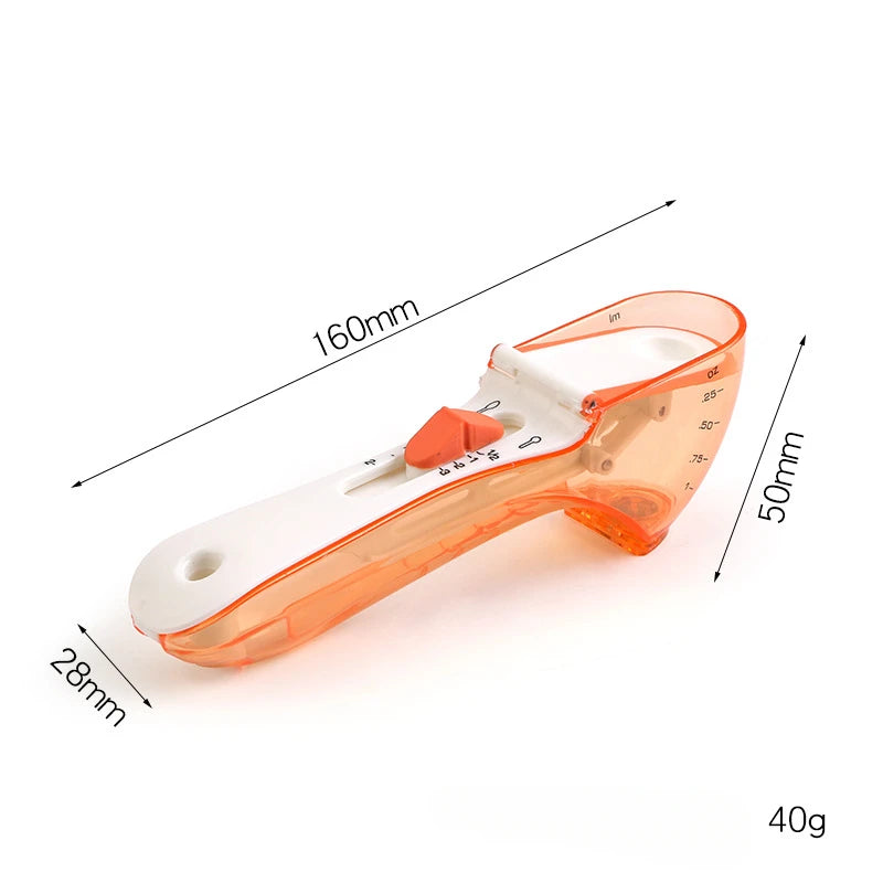 Dog Food Scoop with Measuring Scale, 1/2 Cup Adjustable Pet Food Measuring Cup for Dog Cat, Easy to Clean, Multi-use