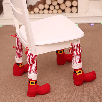 8/4PCS Creative Christmas Table Foot Socks Chair Leg Covers Floor Protectors Cloth Furniture Feet Sleeve Christmas Supplies DIY
