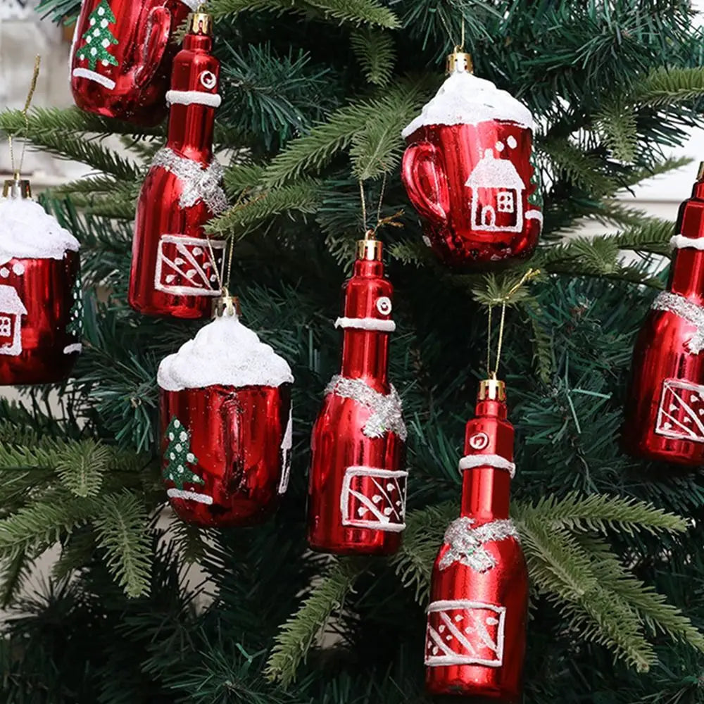 Red Christmas Hanging Decoration Electroplated Pinecone Acorn Owl Xmas Ornament Ball Festival Shopwindow Christmas Tree Ornament