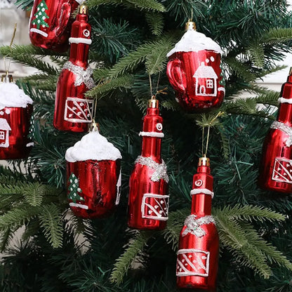 Red Christmas Hanging Decoration Electroplated Pinecone Acorn Owl Xmas Ornament Ball Festival Shopwindow Christmas Tree Ornament