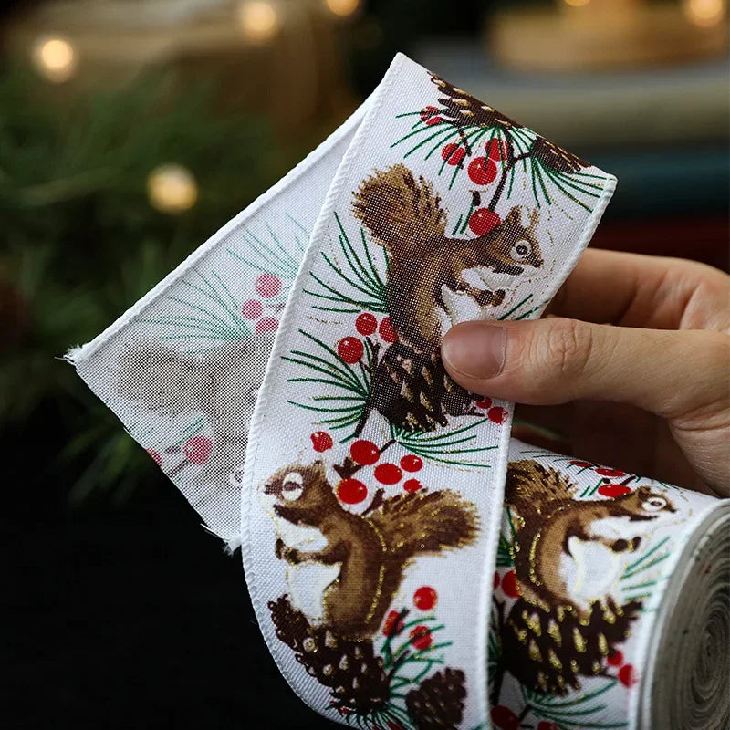 Christmas Ribbon Classic Wrapping Christmas Tree Ribbon Wreath Bows DIY Fabric Swirl Ribbon Burlap Xmas Gift Decoration