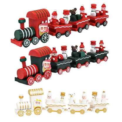 Christmas Wooden Train Merry Christmas Decorations For Home Cristmas Party Ornament Xmas Navidad Noel Gifts Happy New Year