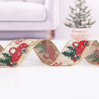 Christmas Ribbon Classic Wrapping Christmas Tree Ribbon Wreath Bows DIY Fabric Swirl Ribbon Burlap Xmas Gift Decoration