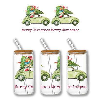 Christmas Design 3D UV DTF Wraps Stickers Cute Wraps .For 16 OZ Glass Libbey Selfadhesive Washable DIY Custom Cups Wrap Stickers