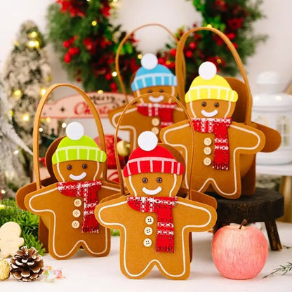 Christmas Gifts Bags Cute Gingerbread Man Storage Bags Chocolate Cookies Candy Handbags For Christmas Birthday Party Decoration