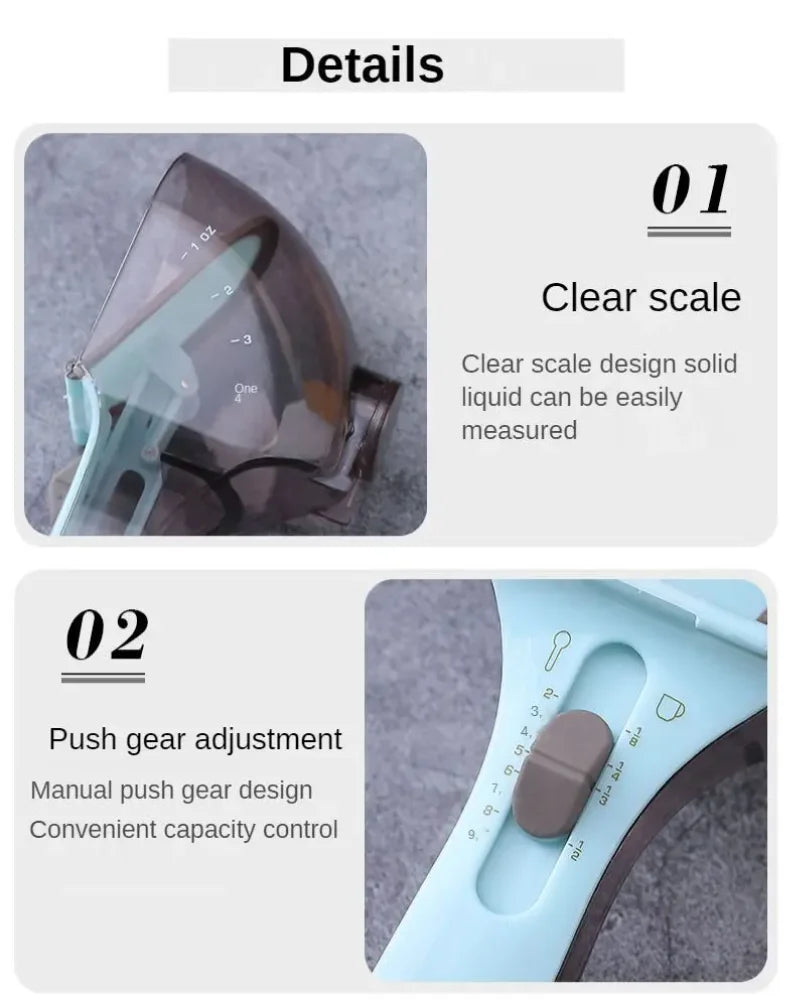 Dog Food Scoop with Measuring Scale, 1/2 Cup Adjustable Pet Food Measuring Cup for Dog Cat, Easy to Clean, Multi-use