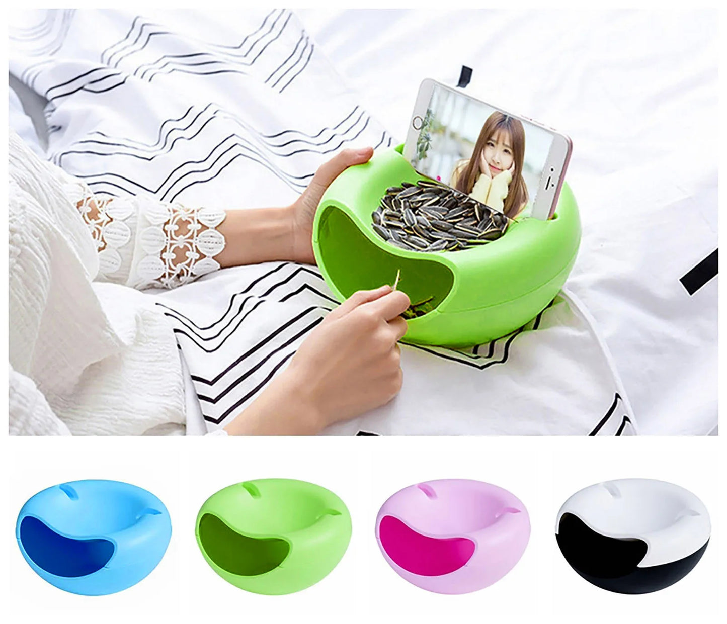 Snacks Bowl Creative Bowl Double Layer Dry Fruit Containers Snack Storage Box Sunflower Seed Nut Bowl With Shell Storage