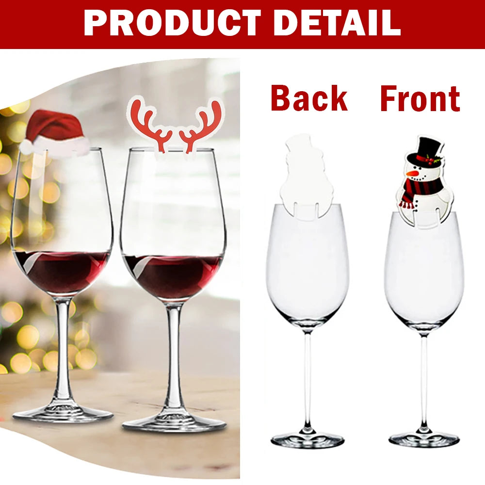 10 Popular Christmas Decorations, Christmas Tree, Snowman, Santa Hat, Santa Table, Wine Glass, Drink Cup Card, Party Decoration