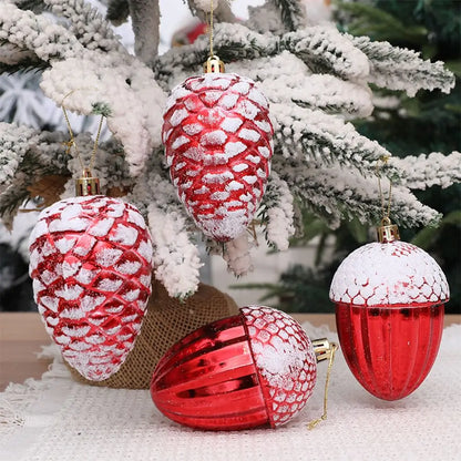 Red Christmas Hanging Decoration Electroplated Pinecone Acorn Owl Xmas Ornament Ball Festival Shopwindow Christmas Tree Ornament