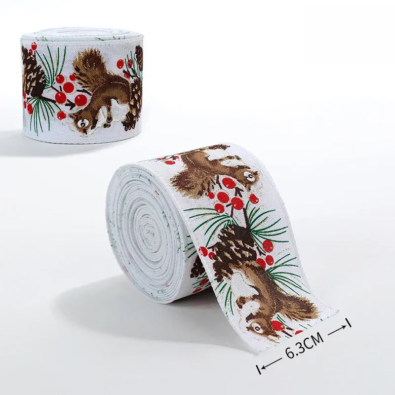 Christmas Ribbon Classic Wrapping Christmas Tree Ribbon Wreath Bows DIY Fabric Swirl Ribbon Burlap Xmas Gift Decoration