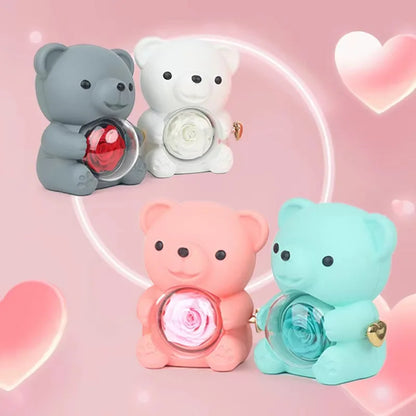 Colorful Rose Bear Rotating Gift Box Exquisite Cute Valentine's Day Christmas Birthday For Girlfriend Beautiful Fashionable New
