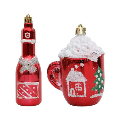 Red Christmas Hanging Decoration Electroplated Pinecone Acorn Owl Xmas Ornament Ball Festival Shopwindow Christmas Tree Ornament