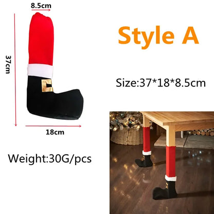 8/4PCS Creative Christmas Table Foot Socks Chair Leg Covers Floor Protectors Cloth Furniture Feet Sleeve Christmas Supplies DIY