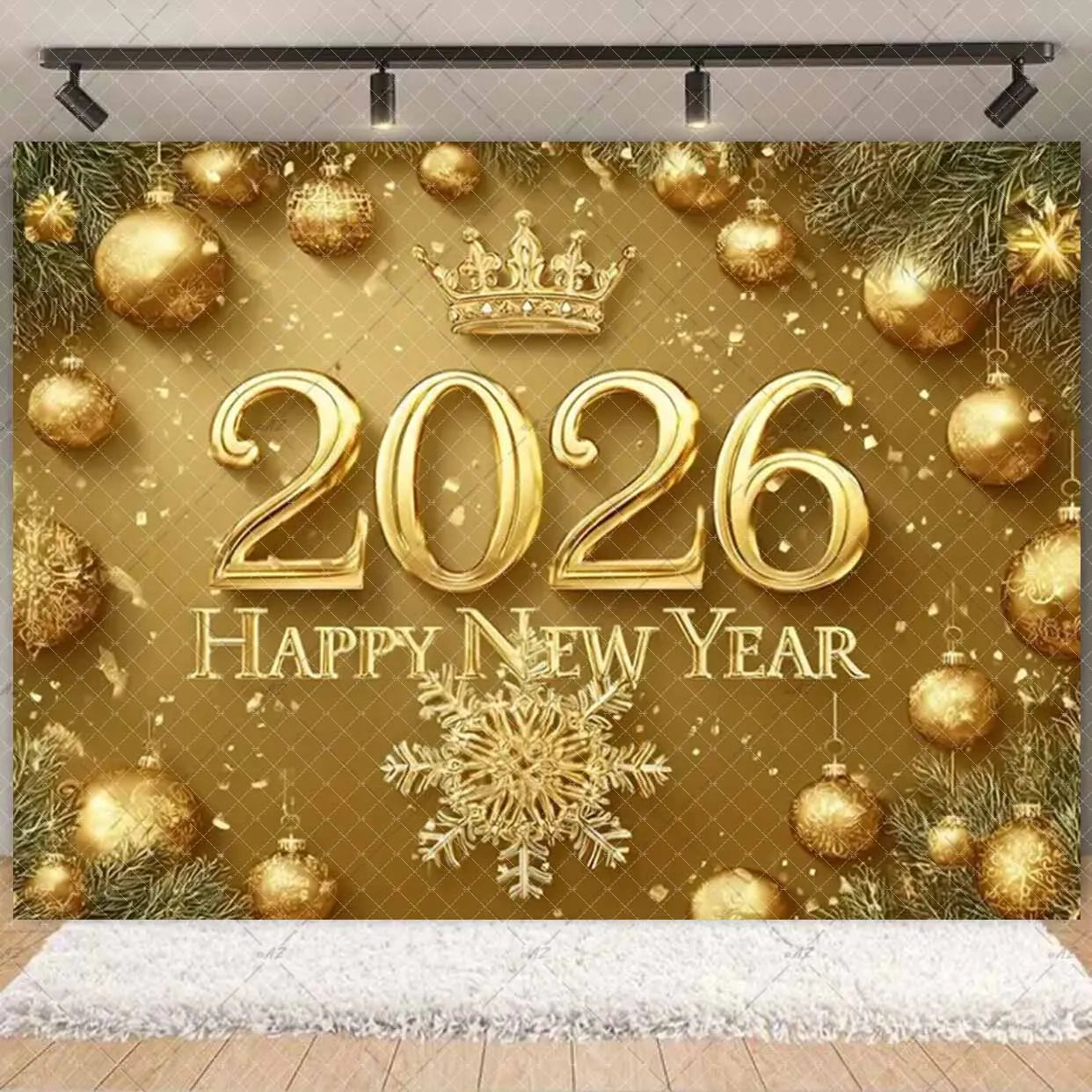 2026  Happy New Year Eve Party Decorations Black And Gold Disposable Tableware 2026 Number Balloons Family Gathering Backdrop