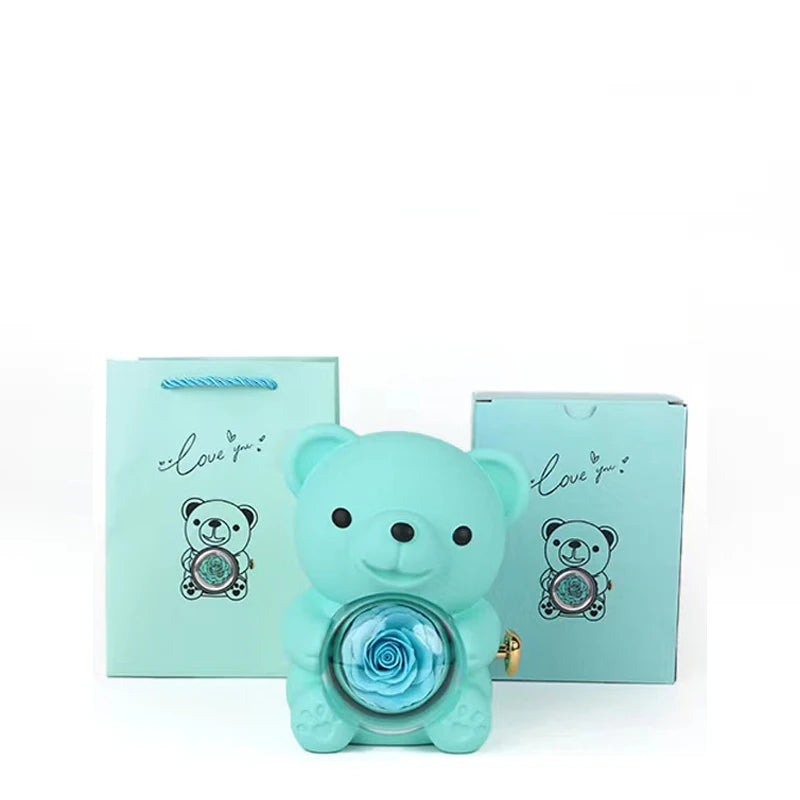 Colorful Rose Bear Rotating Gift Box Exquisite Cute Valentine's Day Christmas Birthday For Girlfriend Beautiful Fashionable New