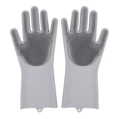 Dishwashing Cleaning Gloves Magic Silicone Rubber Dish Washing Gloves for Household Sponge Scrubber Kitchen Cleaning Tools