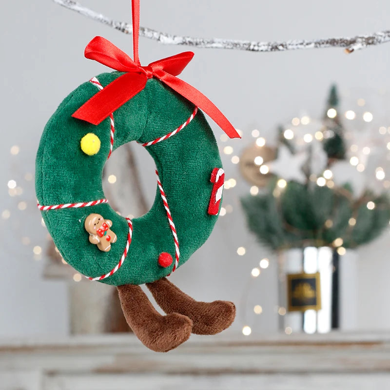 Christmas Decorations Christmas Tree Wreath Cake Wreath Shaped Plush Doll Ornament Holiday Decoration Home Decor for Christmas