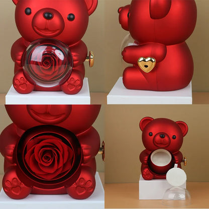Colorful Rose Bear Rotating Gift Box Exquisite Cute Valentine's Day Christmas Birthday For Girlfriend Beautiful Fashionable New