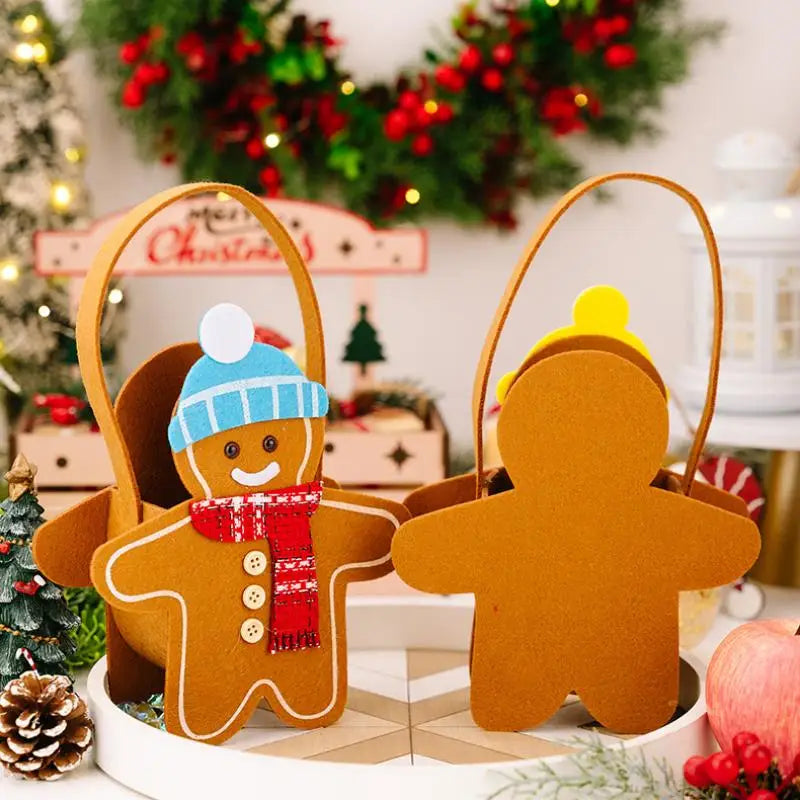 Christmas Gifts Bags Cute Gingerbread Man Storage Bags Chocolate Cookies Candy Handbags For Christmas Birthday Party Decoration