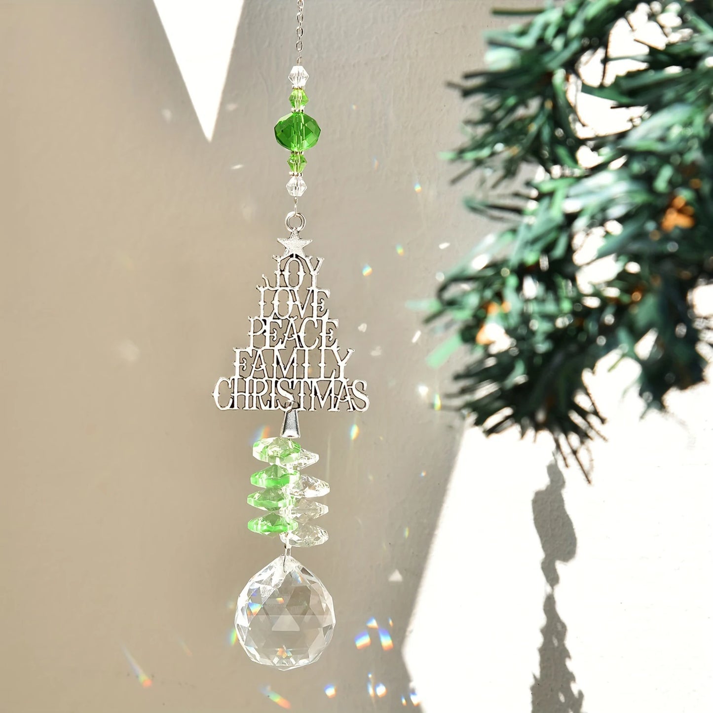 Christmas Tree Hanging Ornament Metal Christmas Pendant for Living Room Home DIY Decorations Crystal Catcher Drop Ornaments