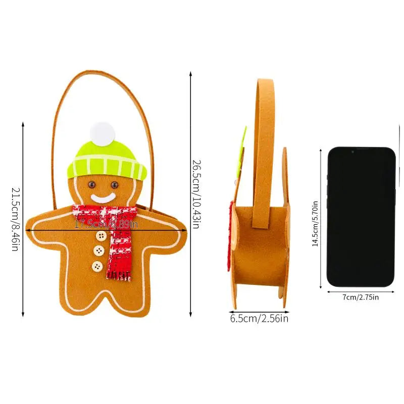 Christmas Gifts Bags Cute Gingerbread Man Storage Bags Chocolate Cookies Candy Handbags For Christmas Birthday Party Decoration