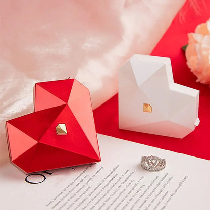 Luxury Heart Shaped Diamond Ring Box Automatic Pop-up Portable Jewelry Box Jewelry Storage Box Proposal Wedding Case For Girl