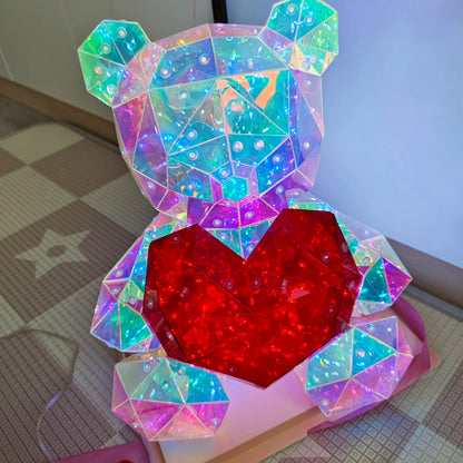 Red Teddy Bear Doll Gift Lamp Colorful Sparkling Romantic Surprise LED gift Light Girls Birthday Valentine's Day Bedroom Decor