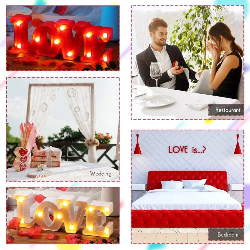 Valentines Day Love Symbol LED Glowing Sign Wedding Table Decoration Party Decor Romantic Anniversary Celebration Event Lighting