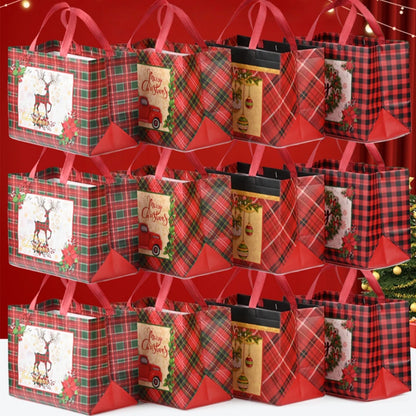 Christmas Gift Bags, Christmas Tote Bags with Handles, Reusable Non-Woven Shopping Bags for Xmas Gifts Wrapping Holiday Party