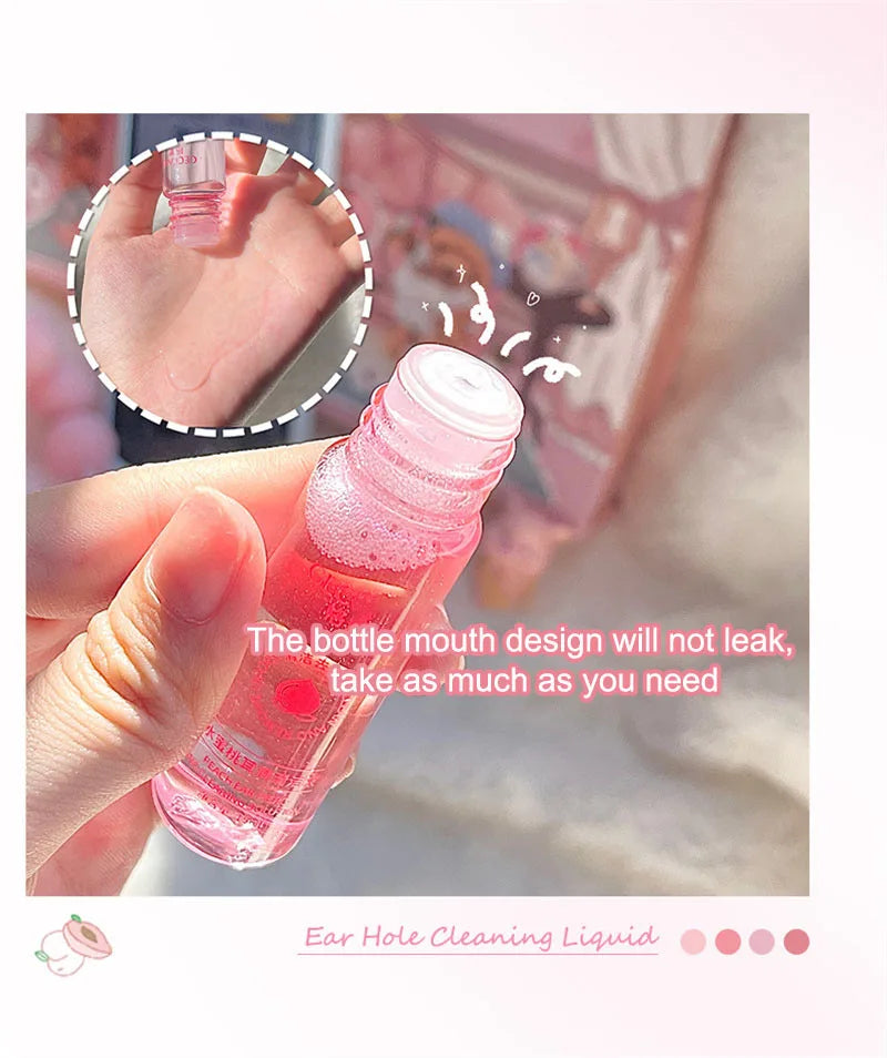 15/25ml Ear Hole Cleaning Solution Set Safe health Mint Flavour Inflamed Blockage Care Cleaner Disposable Piercing Cleaning Line