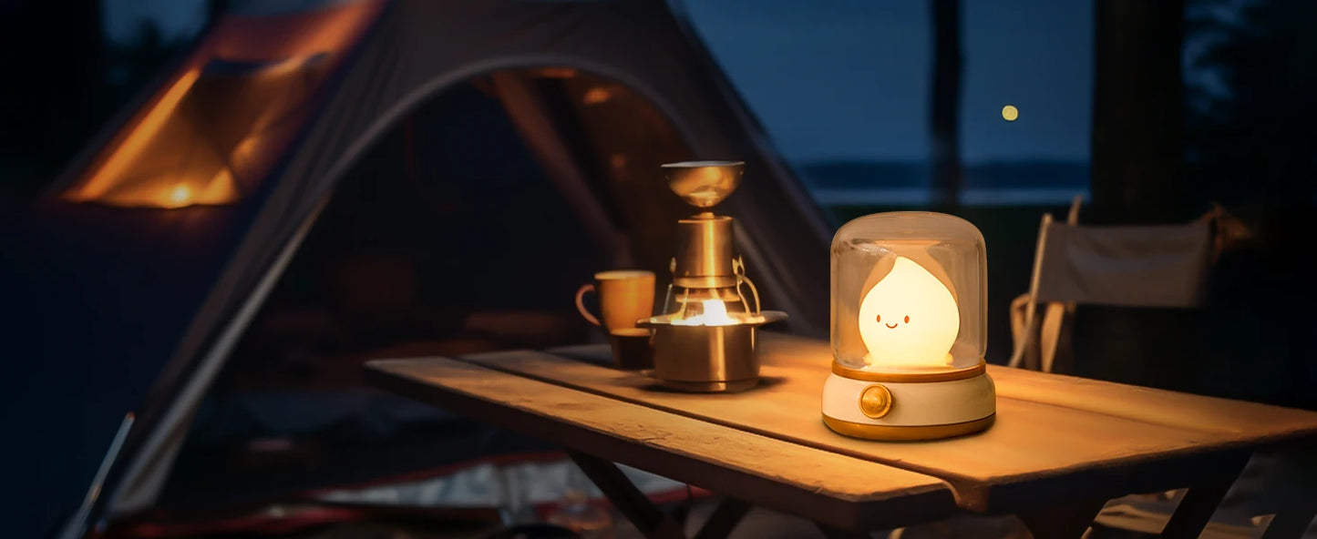 LED Flameless Candle Night Light Room Decoration Lights USB Table Lamp Dimmable Bedside Lamps Camping Light Halloween Xmas Gifts