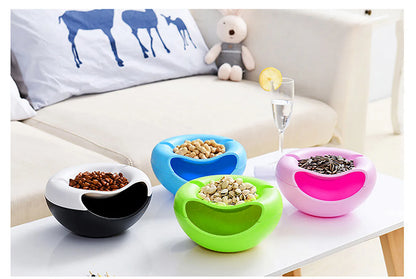 Snacks Bowl Creative Bowl Double Layer Dry Fruit Containers Snack Storage Box Sunflower Seed Nut Bowl With Shell Storage