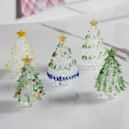 Glass Christmas Tree Ornaments Glass Star Decorations Festive Glass Christmas Tree Figurines for Winter Home Decor Handmade